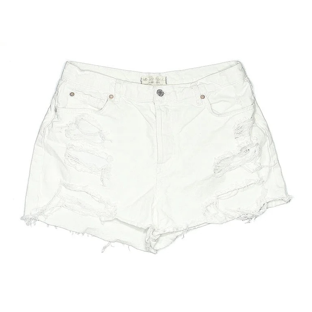 We the Free White Distressed Denim Shorts Size 27